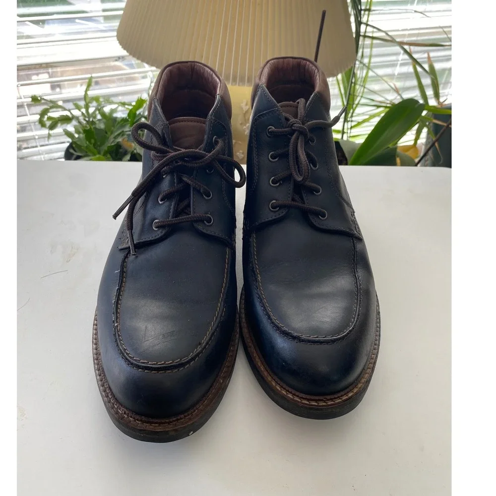 Johnston & Murphy Waterproof Chukka Boots Men 10M Black Brown Leather Moc Toe